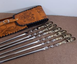 Шампура "Россия" в бежевом чехле