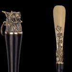 Обувная ложка Рысь серия русский лес (Латунь, граб)