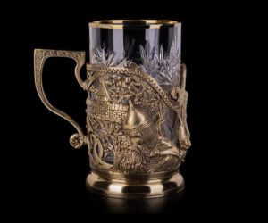 Подстаканник Богатырь (Латунь, хрусталь)