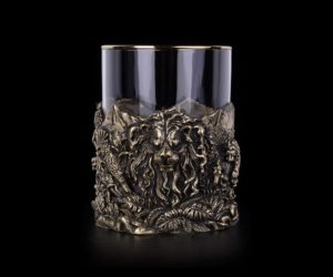 Стакан для виски Лев саванна (Латунь, стекло)